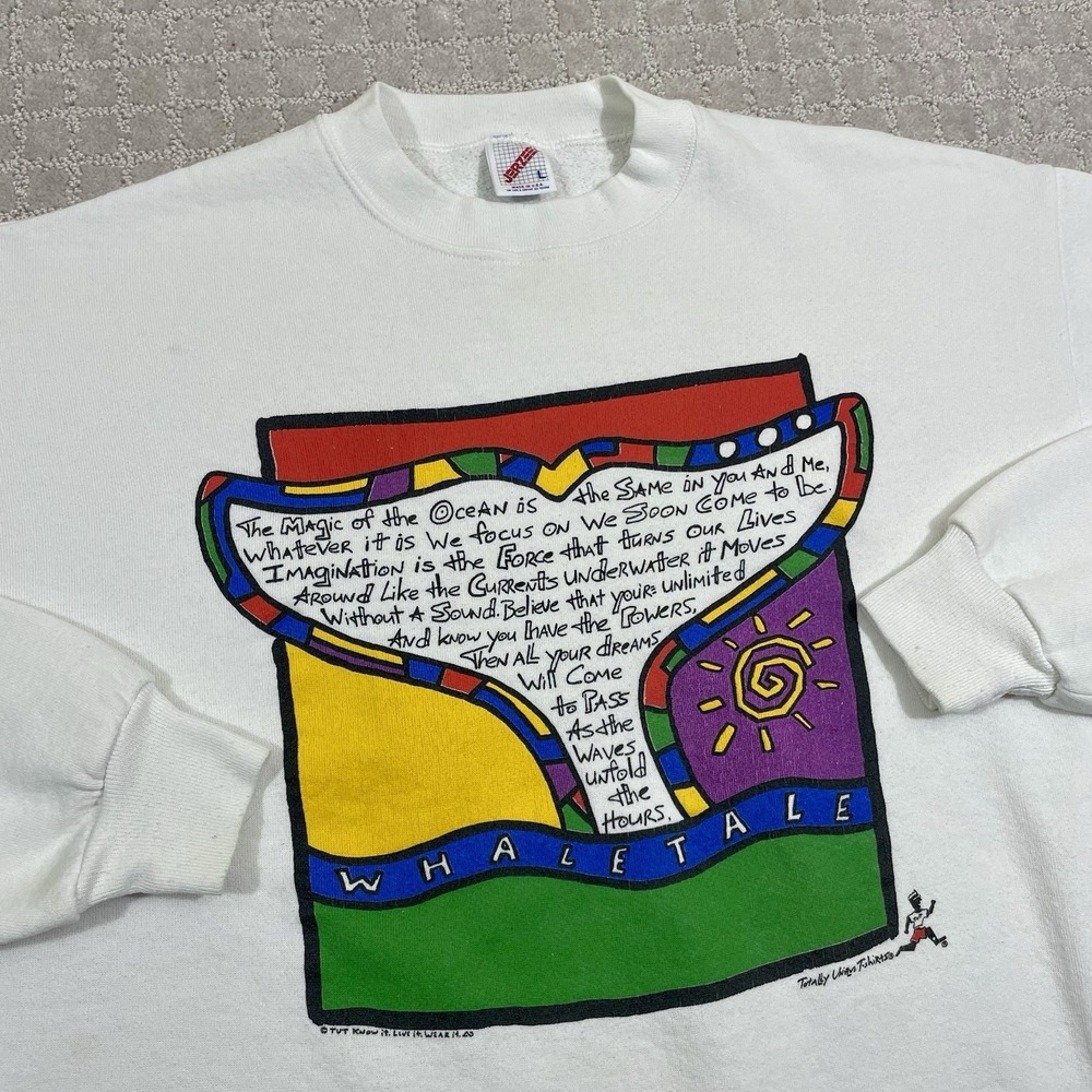 Vintage 90s Whale Tale Colorful Size Large Inspirational Unique Sweatshirt